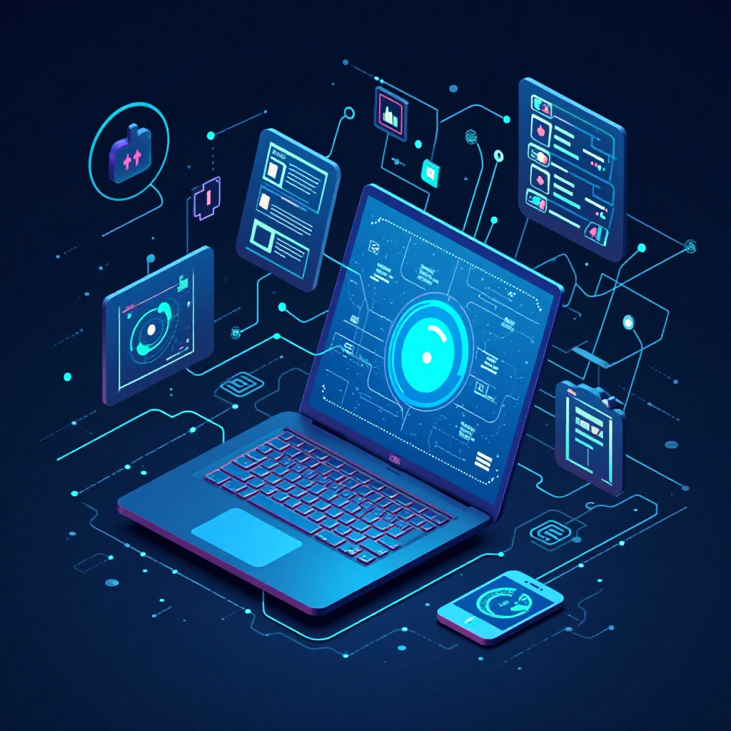 Illustrazione di tecnologia AI avanzata per soluzioni aziendali
